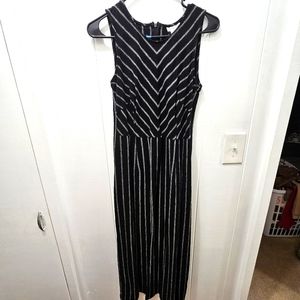 I.S.C. Black White Pinstripe Linen Dress Size Small